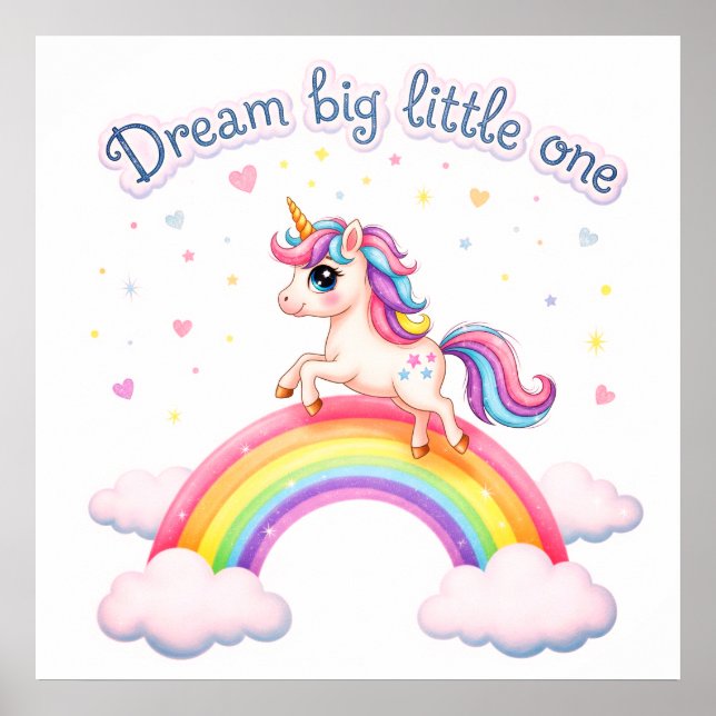 Rainbow Unicorn, Magical Kids Room Poster (Front)