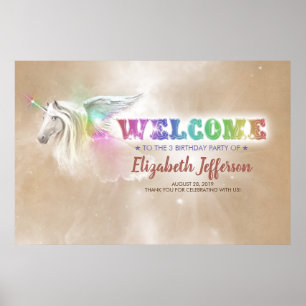 Rainbow Unicorn Magical Party Welcome Poster