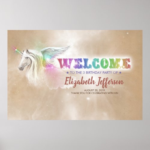 Rainbow Unicorn | Magical Party Welcome Poster - Unicorn party posters