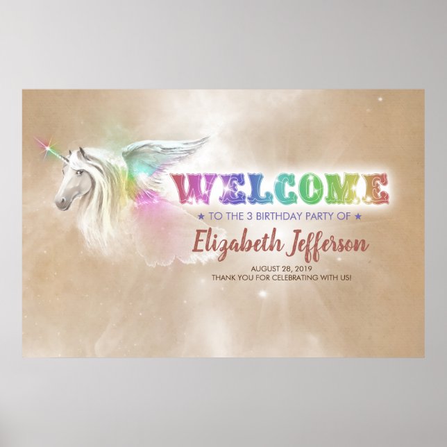 Rainbow Unicorn | Magical Party Welcome Poster (Front)