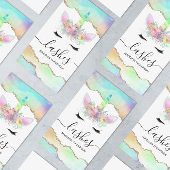 Rainbow Unicorn Makeup Lashes Business Card by special_stationery at Zazzle