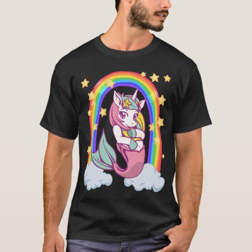 Rainbow unicorn mermaid girl T_Shirt