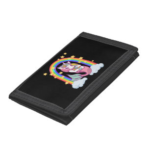 Rainbow unicorn mermaid girl tri-fold wallet