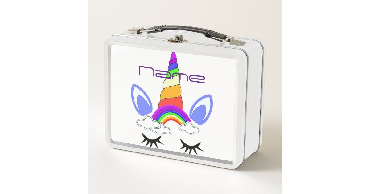 Rainbow Unicorn Personalized Retro Metal Lunch Box