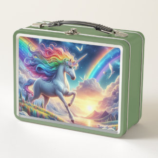 Rainbow Unicorn  Metal Lunch Box
