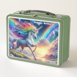 Rainbow Unicorn  Metal Lunch Box