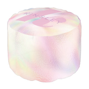 Rainbow Unicorn Monogram Girls Pouf