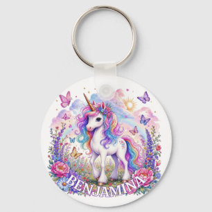 Rainbow Unicorn Name Charm Magical Pastel Fantasy  Keychain