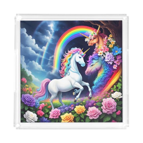Rainbow Unicorn One Acrylic Tray