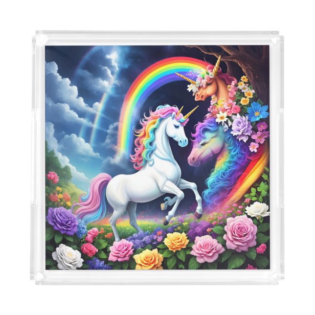 Rainbow Unicorn One Acrylic Tray (Front)