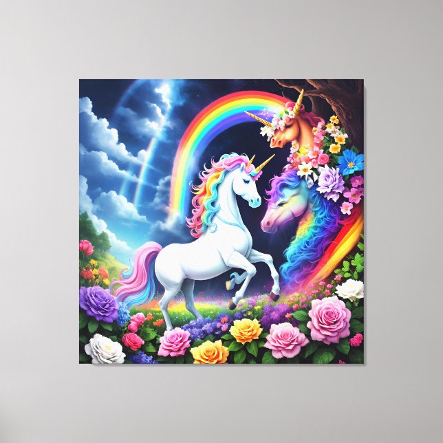 Rainbow Unicorn One Canvas Print (Front)