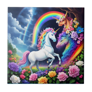 Rainbow Unicorn One Ceramic Tile