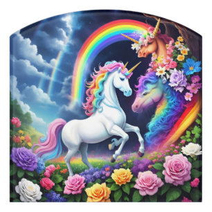 Rainbow Unicorn One Door Sign