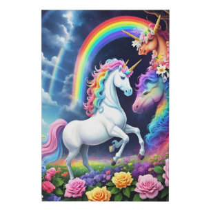 Rainbow Unicorn One Faux Canvas Print