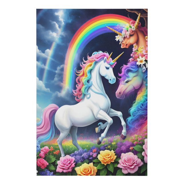 Rainbow Unicorn One Faux Canvas Print (Front)