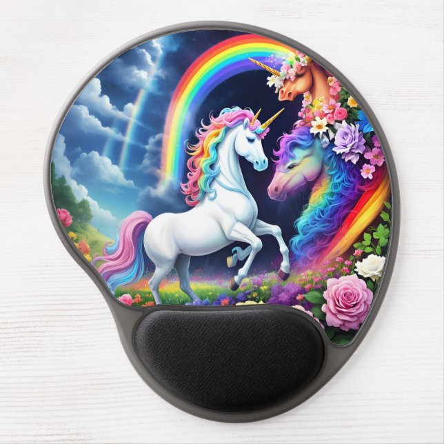 Rainbow Unicorn One Gel Mouse Pad (Front)