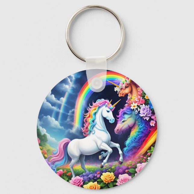Rainbow Unicorn One Keychain (Front)