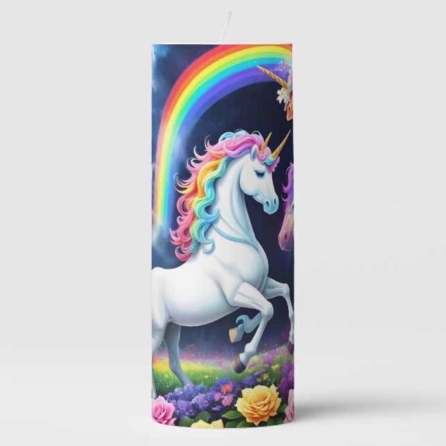 Rainbow Unicorn One Pillar Candle (Front)