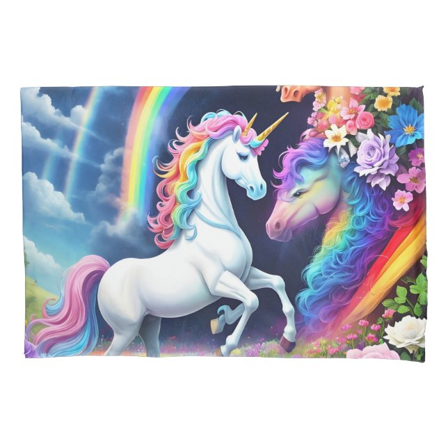 Rainbow Unicorn One Pillow Case (Front)