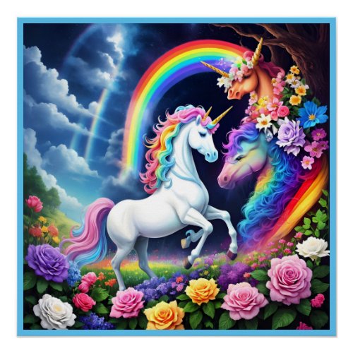 Rainbow Unicorn One Poster