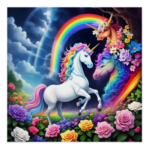 Rainbow Unicorn One Poster