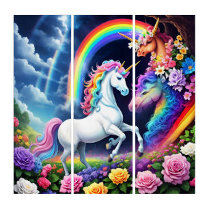 Rainbow Unicorn One Triptych