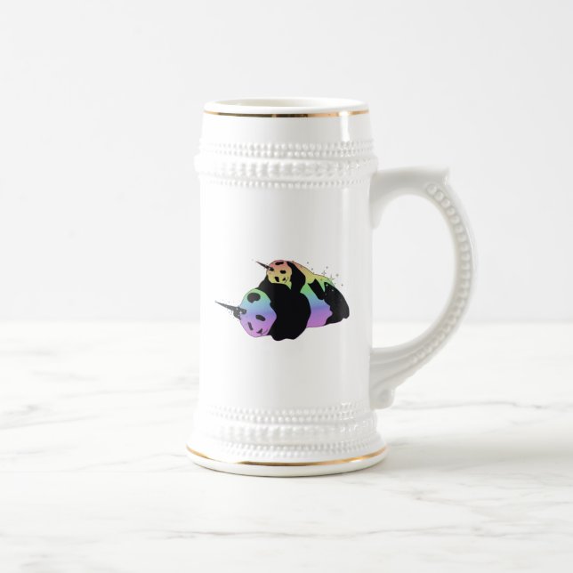 Rainbow Unicorn Pandas Magic Sparkle Cuddle Beer Stein (Right)