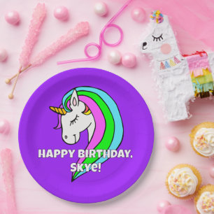 Rainbow Unicorn Paper Plates
