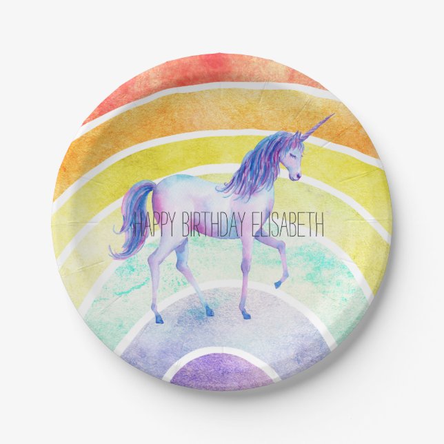Rainbow Unicorn Paper Plates (Front)
