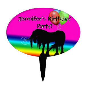 Rainbow Unicorn Party Cake Topper