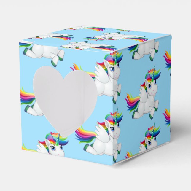 Rainbow Unicorn Party Favor Box (Front Side)