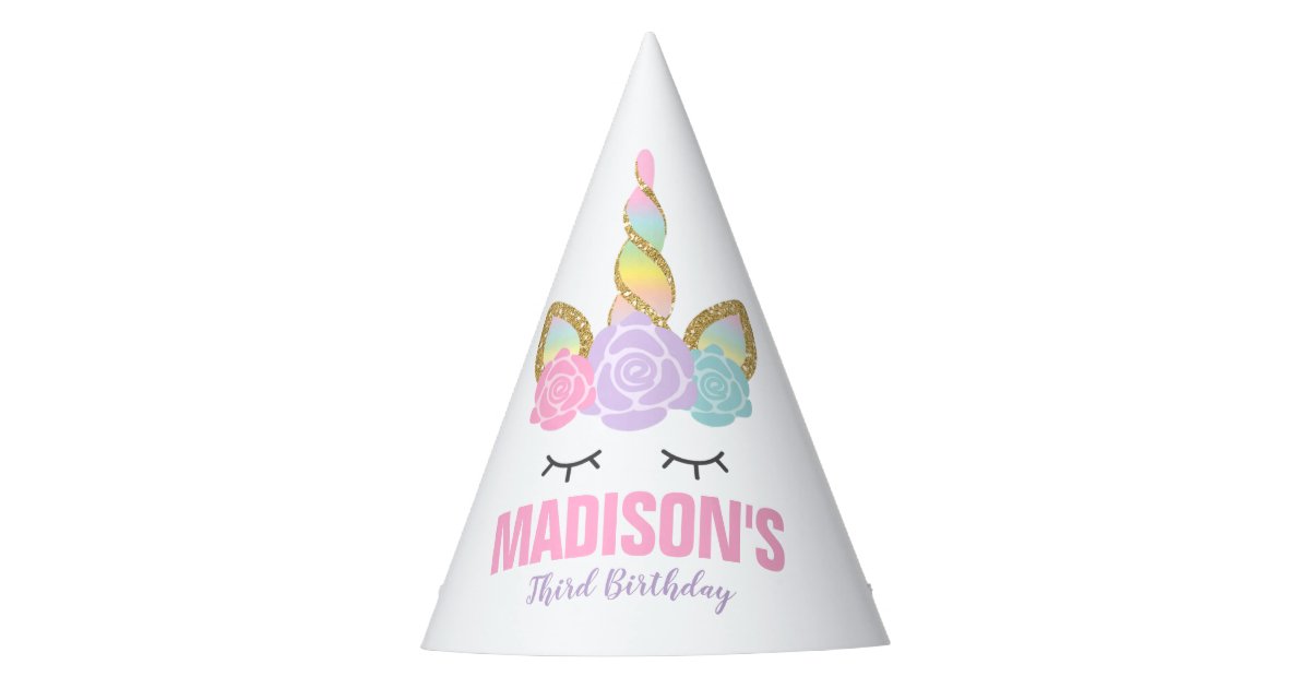 rainbow unicorn party hat unicorn birthday party zazzlecom