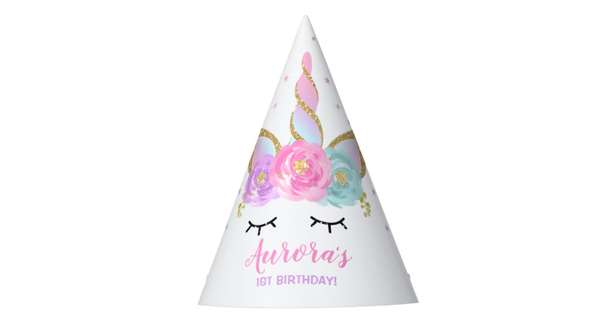 Rainbow Unicorn Party Hat Unicorn Birthday Party Zazzle Com