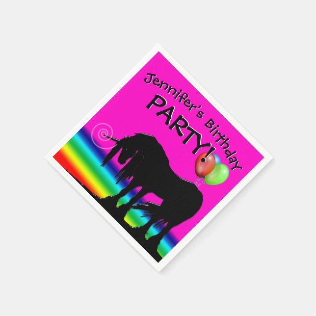 Rainbow Unicorn Party Napkins (Corner)