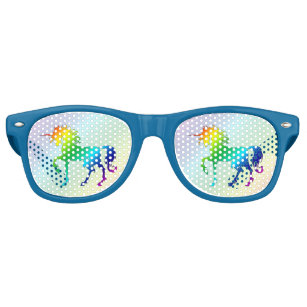 Novelty Rainbow Unicorn Sunglasses Horn Rimmed Square Lens 50mm