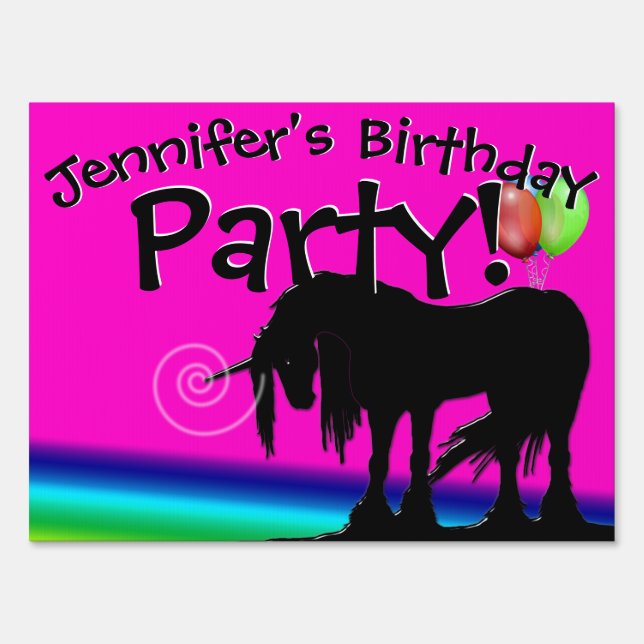 Rainbow Unicorn Party Sign (Front)