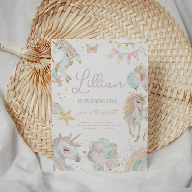 Rainbow Unicorn Pastel Birthday Invitation (Creator Uploaded)