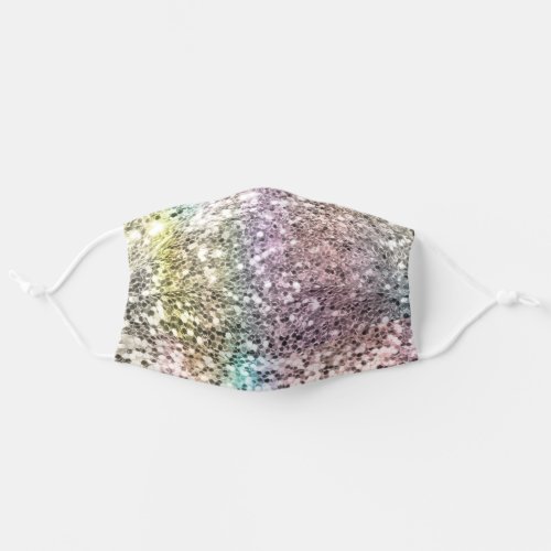 Rainbow Unicorn Pastel Faux Glitter Pattern Adult Cloth Face Mask
