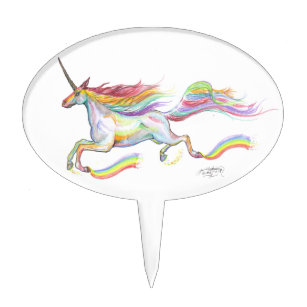 Rainbow Unicorn Pegasus Horse Pony Flying Cute Cake Topper