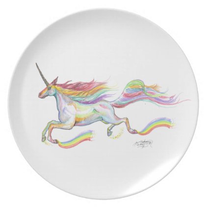 Rainbow Unicorn Pegasus Horse Pony Flying Cute Dinner Plate