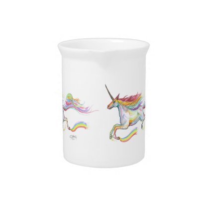 Rainbow Unicorn Pegasus Horse Pony Flying Cute Drink Pitcher