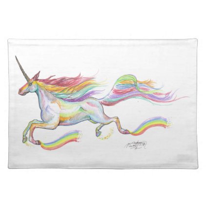 Rainbow Unicorn Pegasus Horse Pony Flying Cute Placemat
