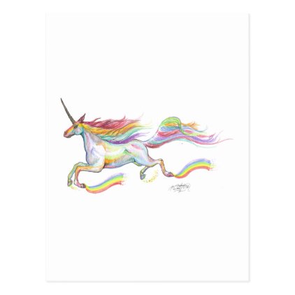 Rainbow Unicorn Pegasus Horse Pony Flying Cute Postcard