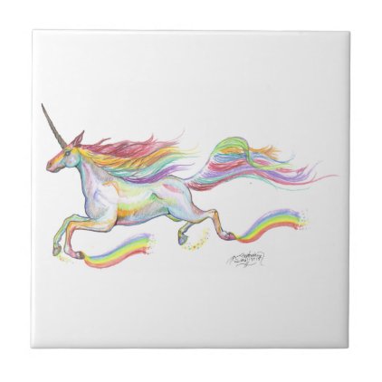 Rainbow Unicorn Pegasus Horse Pony Flying Cute Tile
