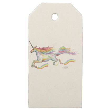 Rainbow Unicorn Pegasus Horse Pony Flying Cute Wooden Gift Tags