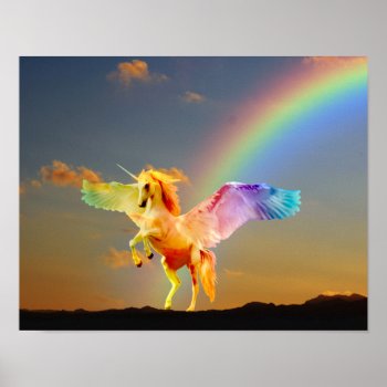 Rainbow Unicorn Pegasus Poster by deemac2 at Zazzle