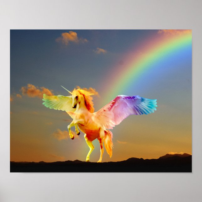 Rainbow unicorn pegasus poster (Front)