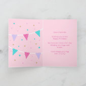 Rainbow Unicorn Personalized Age Pink Birthday Card (Inside)