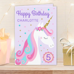 Rainbow Unicorn Birthday Cards & Templates