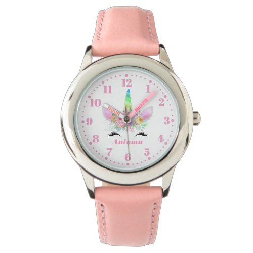 Rainbow Unicorn Personalized Custom Kids Watch